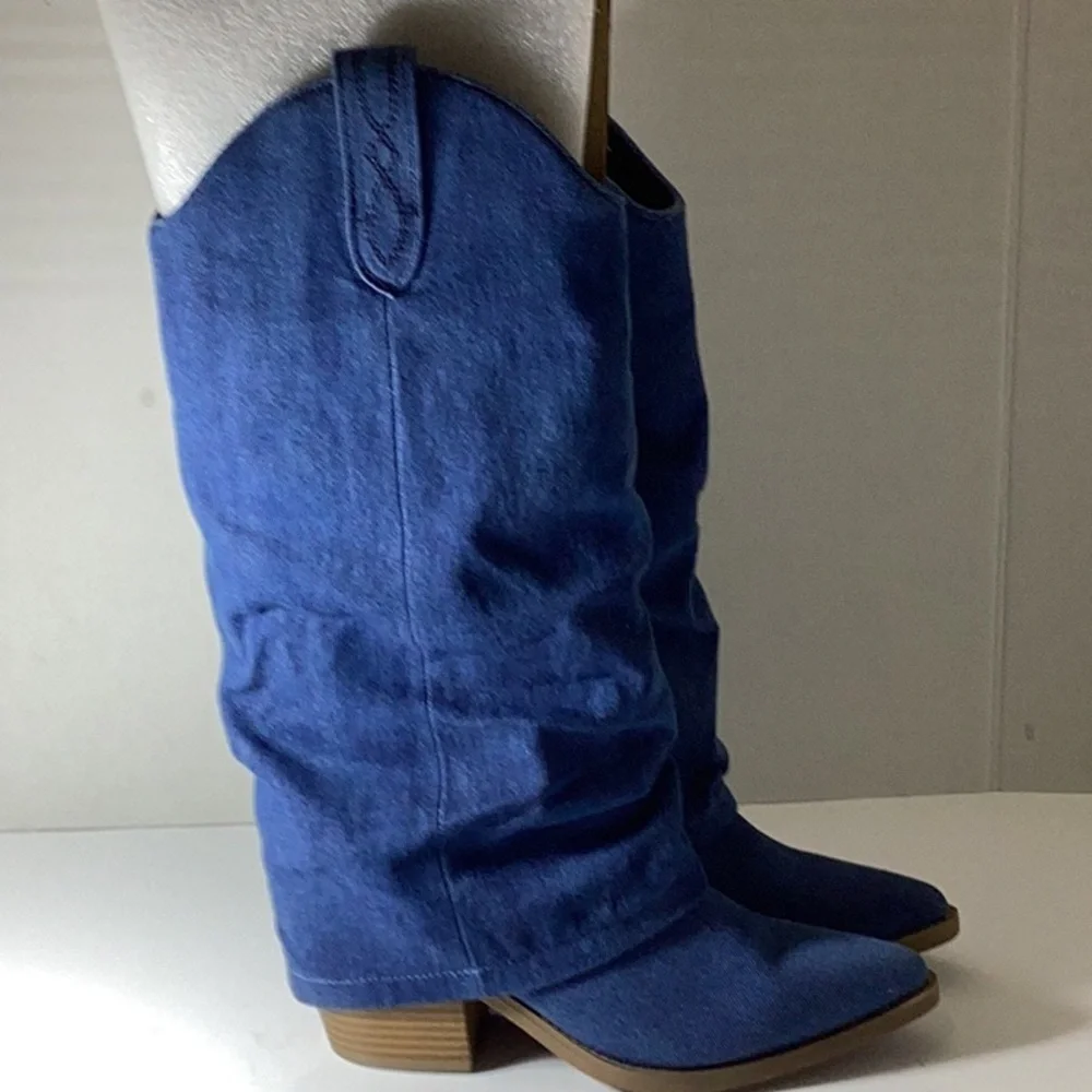 Sun + Stone Women's Bryynn Slouch Cuff Western Knee High Boots